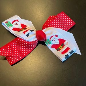 New Santa hair bow-red and white-Adorable Santa-perfect for the holidays!!
